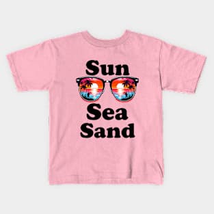 Sun, sea, sand, summer vacation design for bright colors Kids T-Shirt